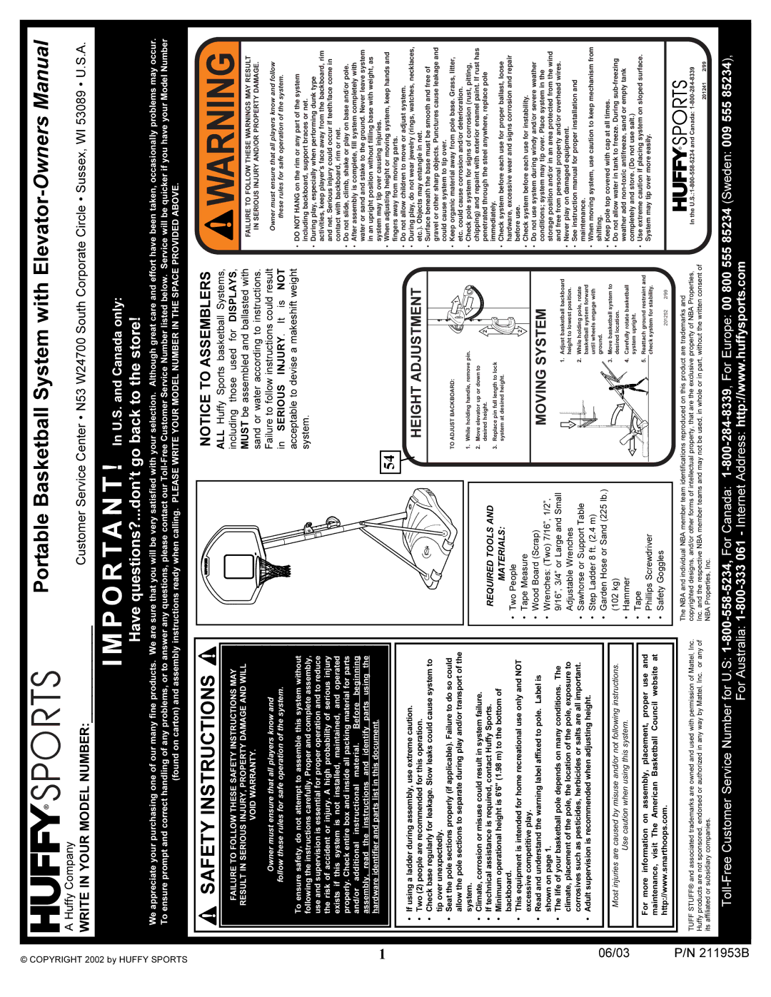 Huffy 111-500 manual Safety Instructions 