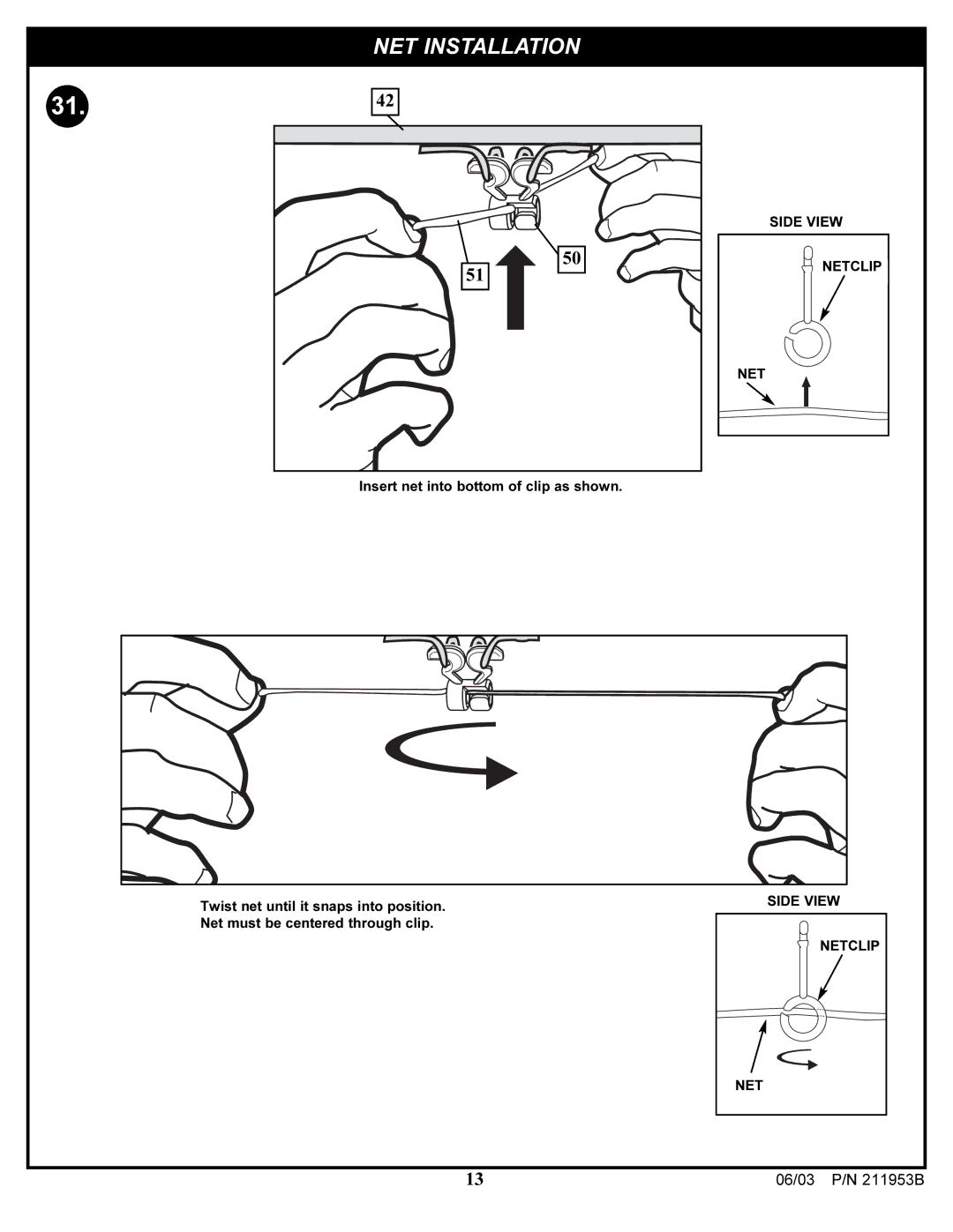 Huffy 111-500 manual NET Installation 