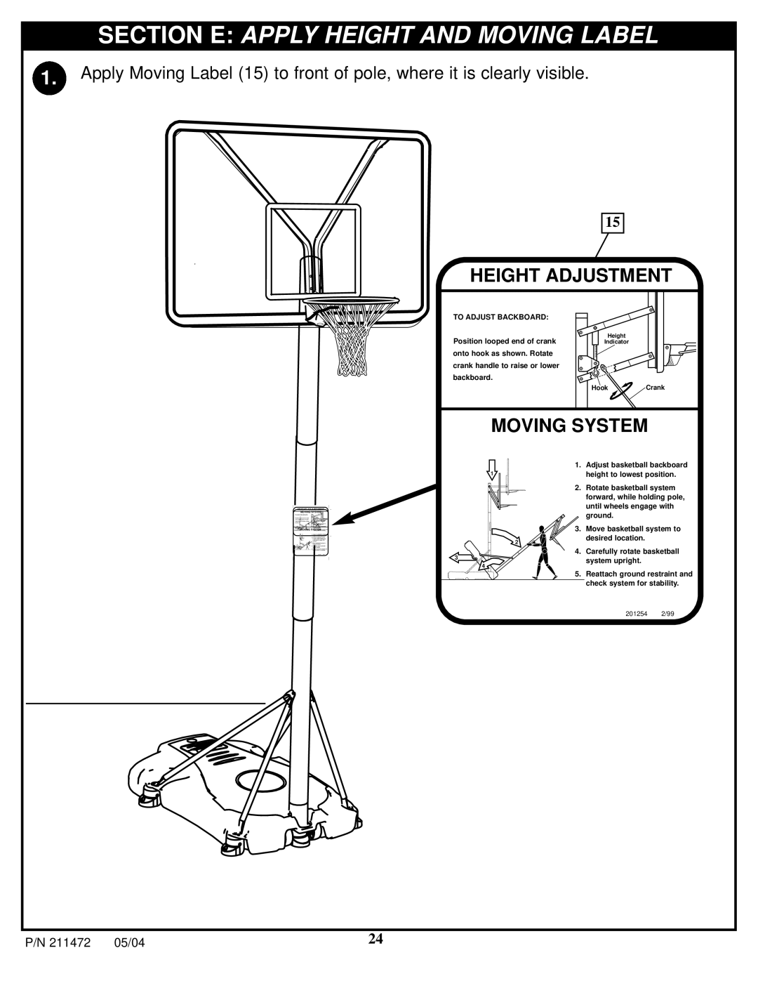 Huffy 11S0057 manual Section E Apply Height and Moving Label, Height Adjustment 