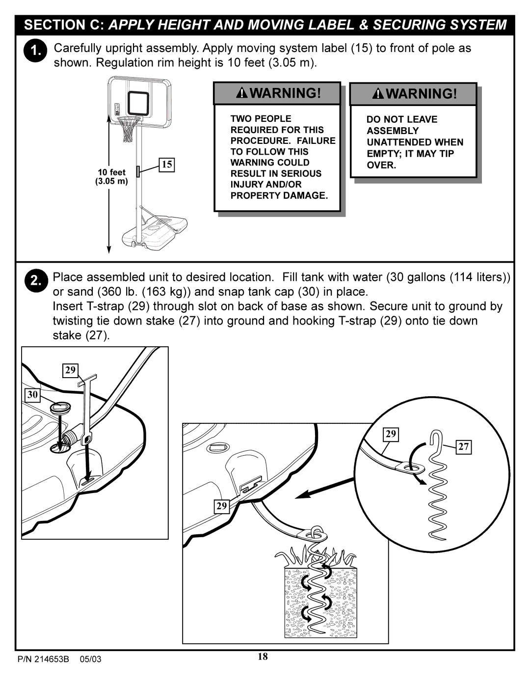 Huffy 1310 manual Section C Apply Height and Moving Label & Securing System 