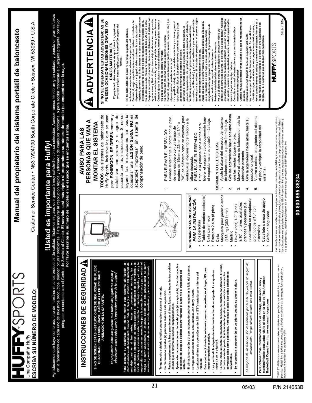 Huffy 1310 manual Advertencia 