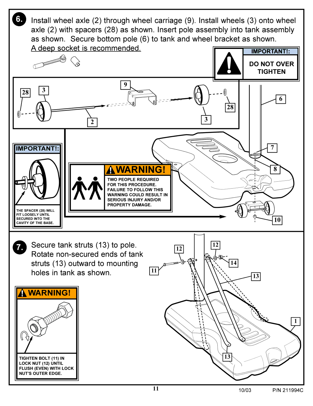 Huffy 1332G manual Do not Over Tighten 