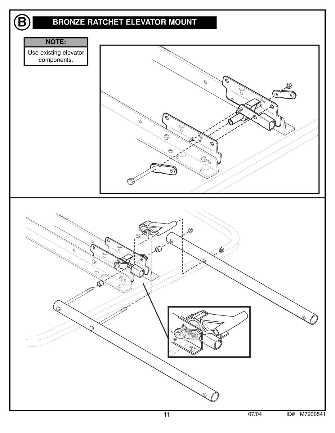 Huffy 1700 MXP manual Bronze Ratchet Elevator Mount 