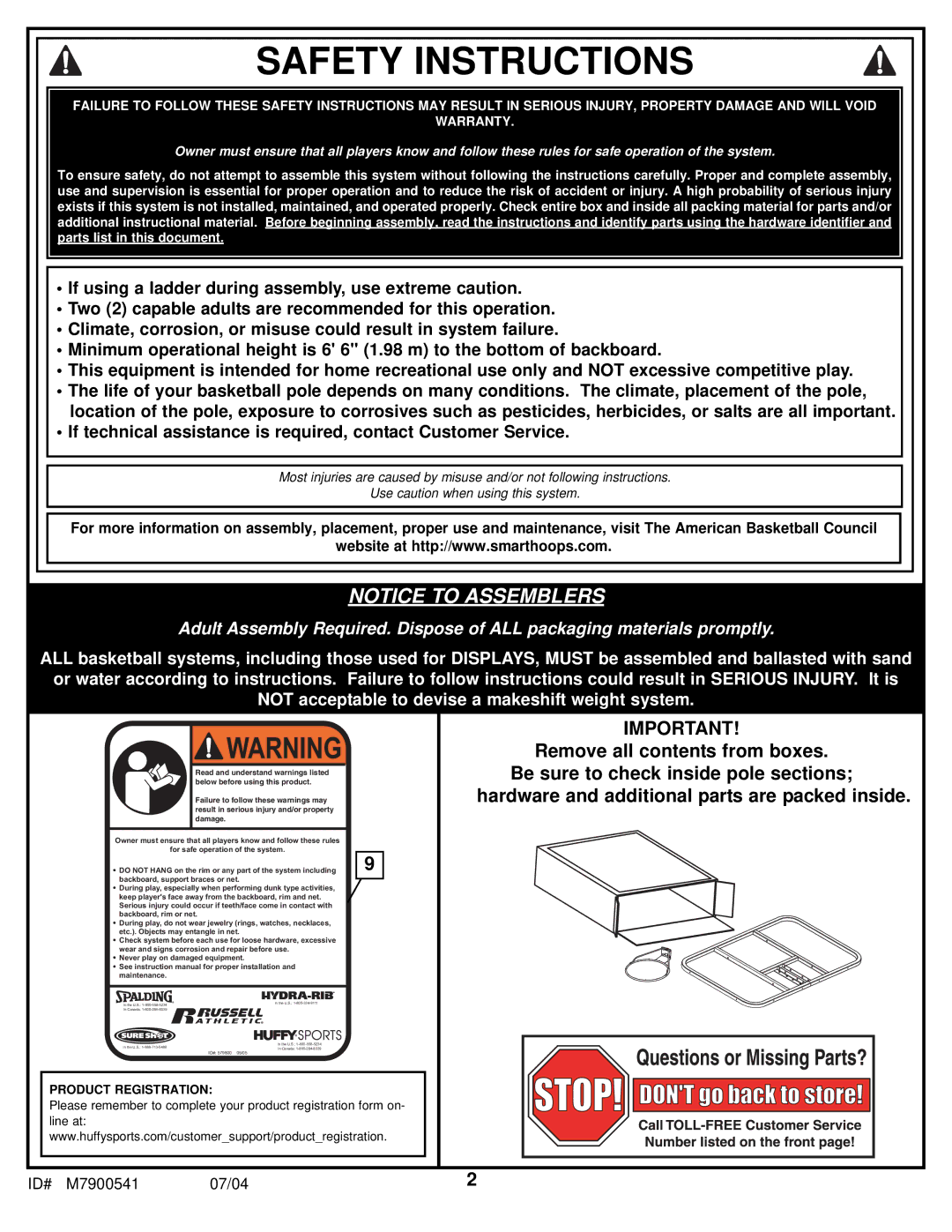 Huffy 1700 MXP manual Safety Instructions 