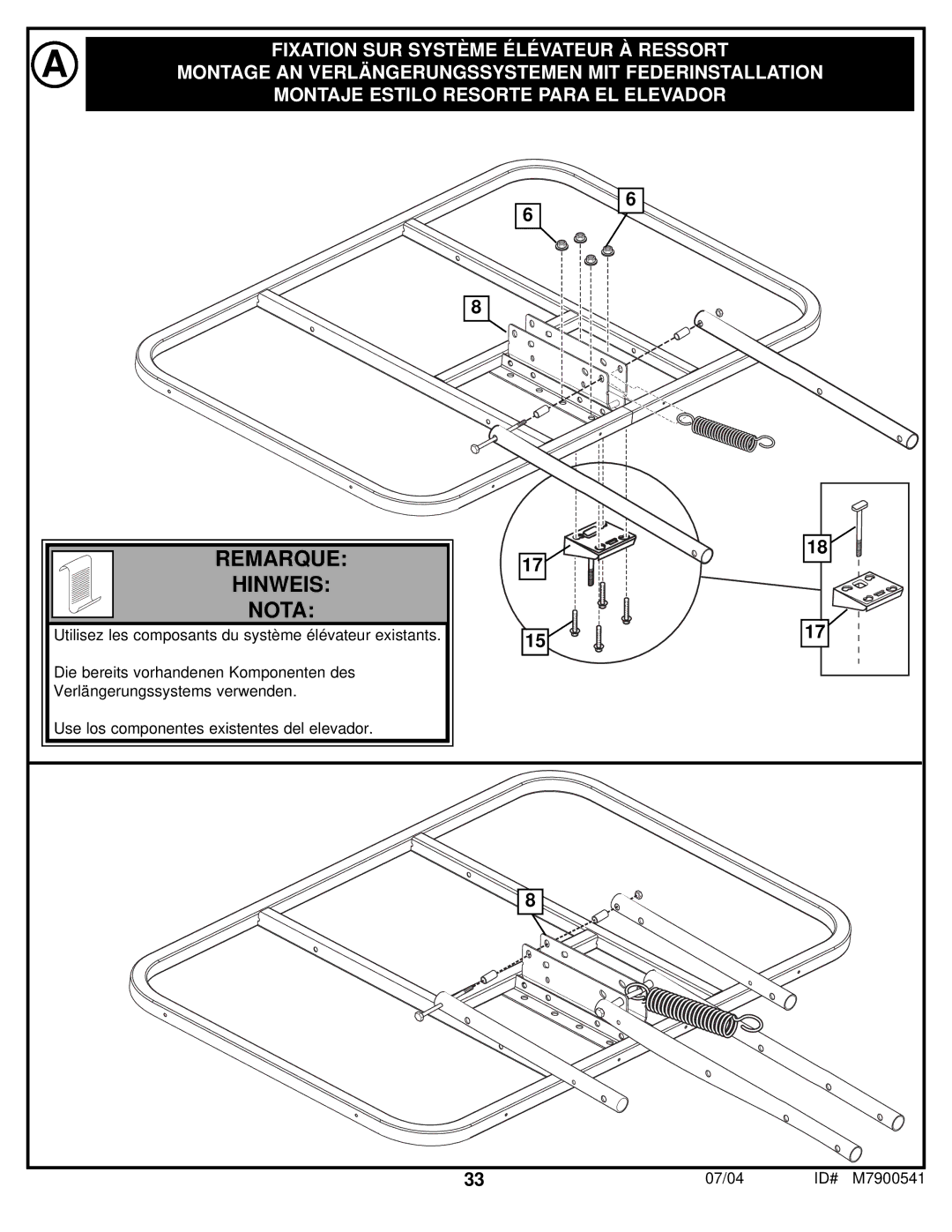 Huffy 1700 MXP manual Remarque Hinweis Nota 