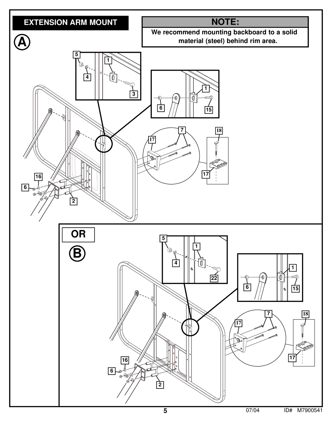 Huffy 1700 MXP manual Extension ARM Mount 