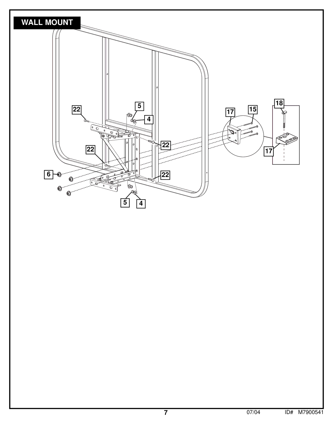 Huffy 1700 MXP manual Wall Mount 