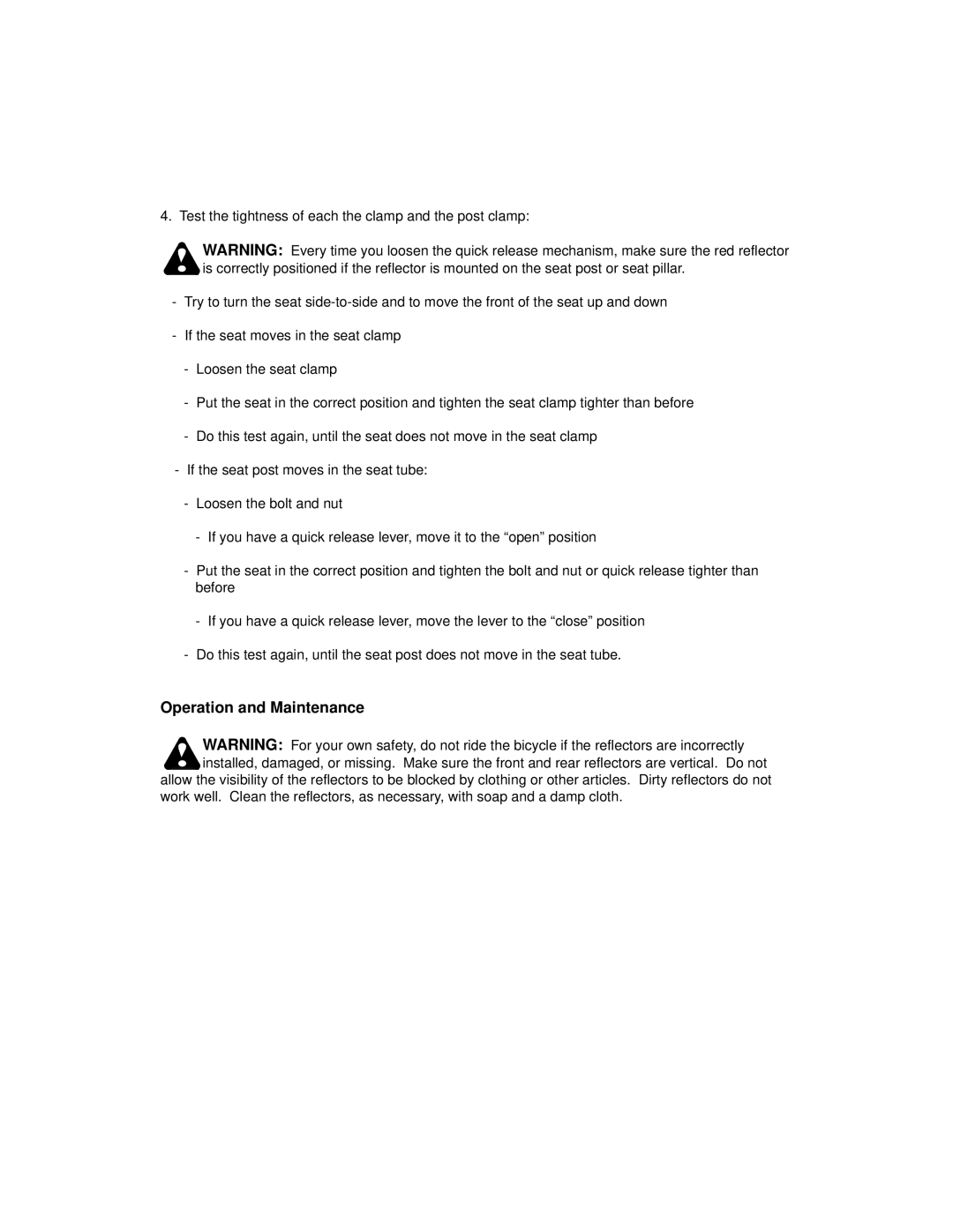 Huffy 1C4880-A01 manual Operation and Maintenance 