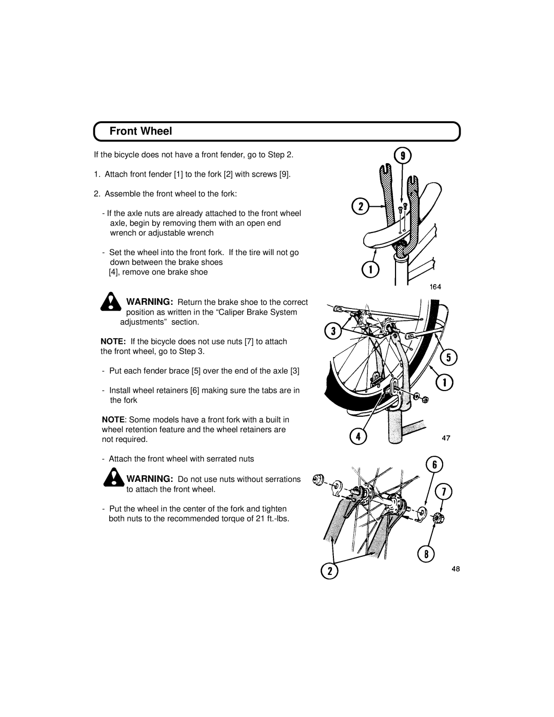 Huffy 1C4880-A01 manual Front Wheel 