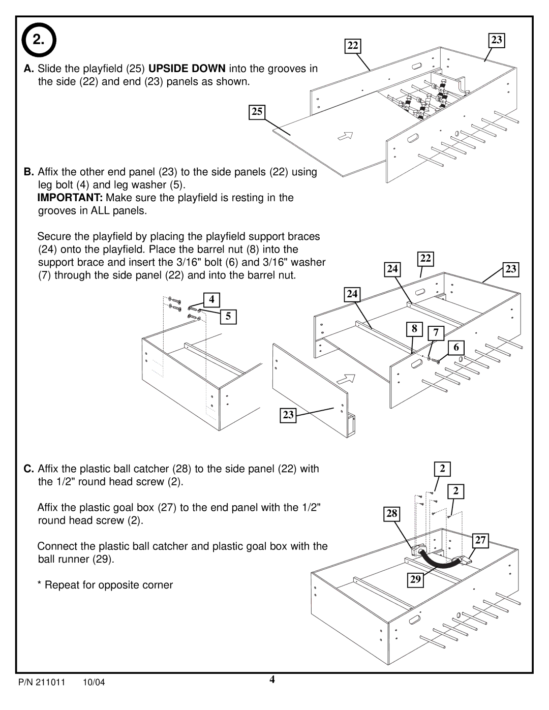 Huffy 211011 manual Repeat for opposite corner 