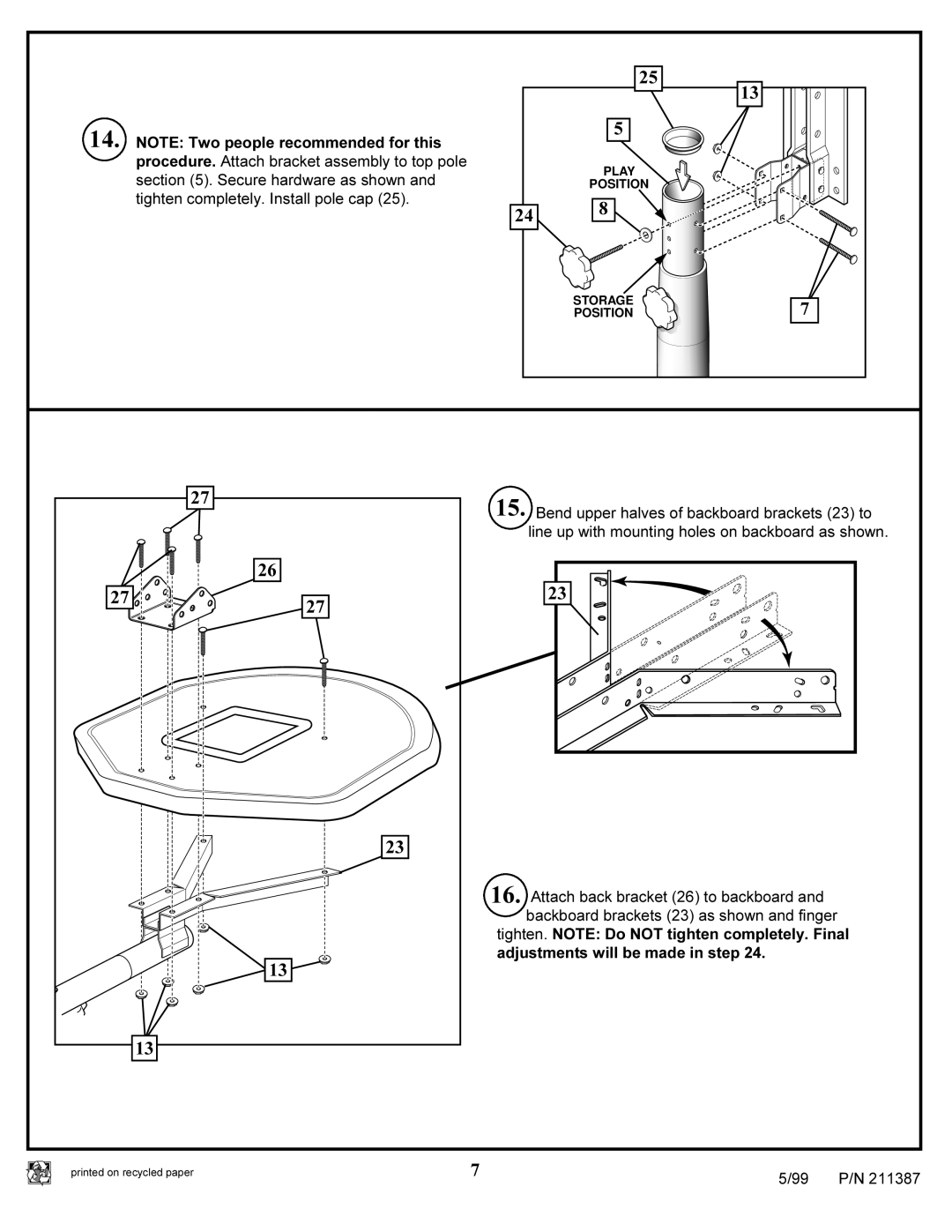 Huffy 211387 manual Procedure. Attach bracket assembly to top pole 