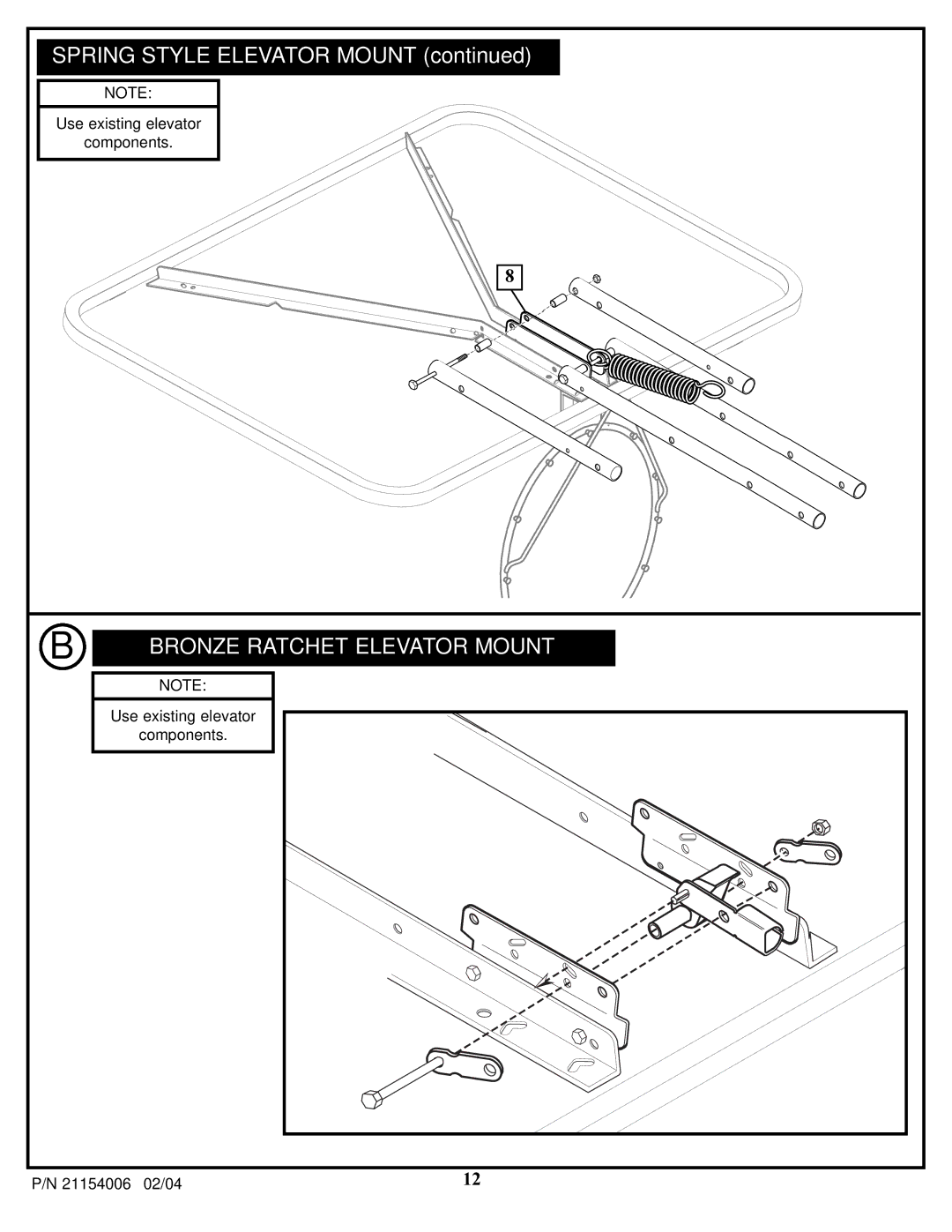 Huffy 21154006 manual Bronze Ratchet Elevator Mount 