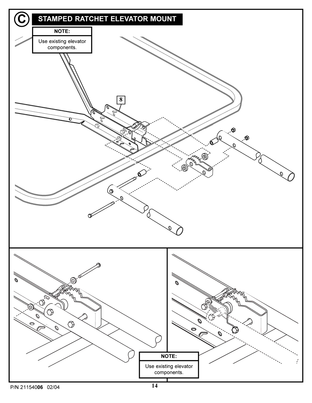 Huffy 21154006 manual Stamped Ratchet Elevator Mount 