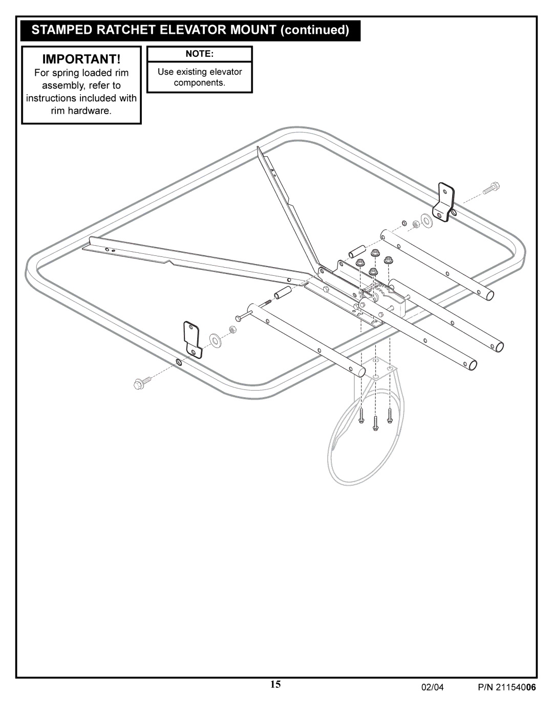 Huffy 21154006 manual Stamped Ratchet Elevator Mount 