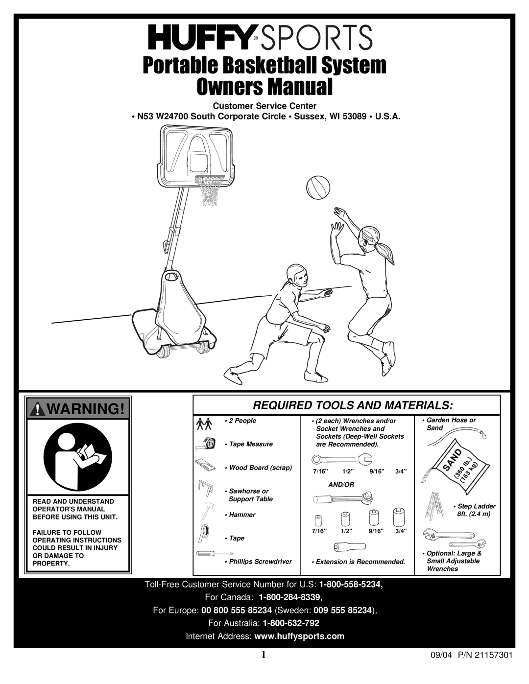 Huffy 211573011 manual Portable Basketball System 