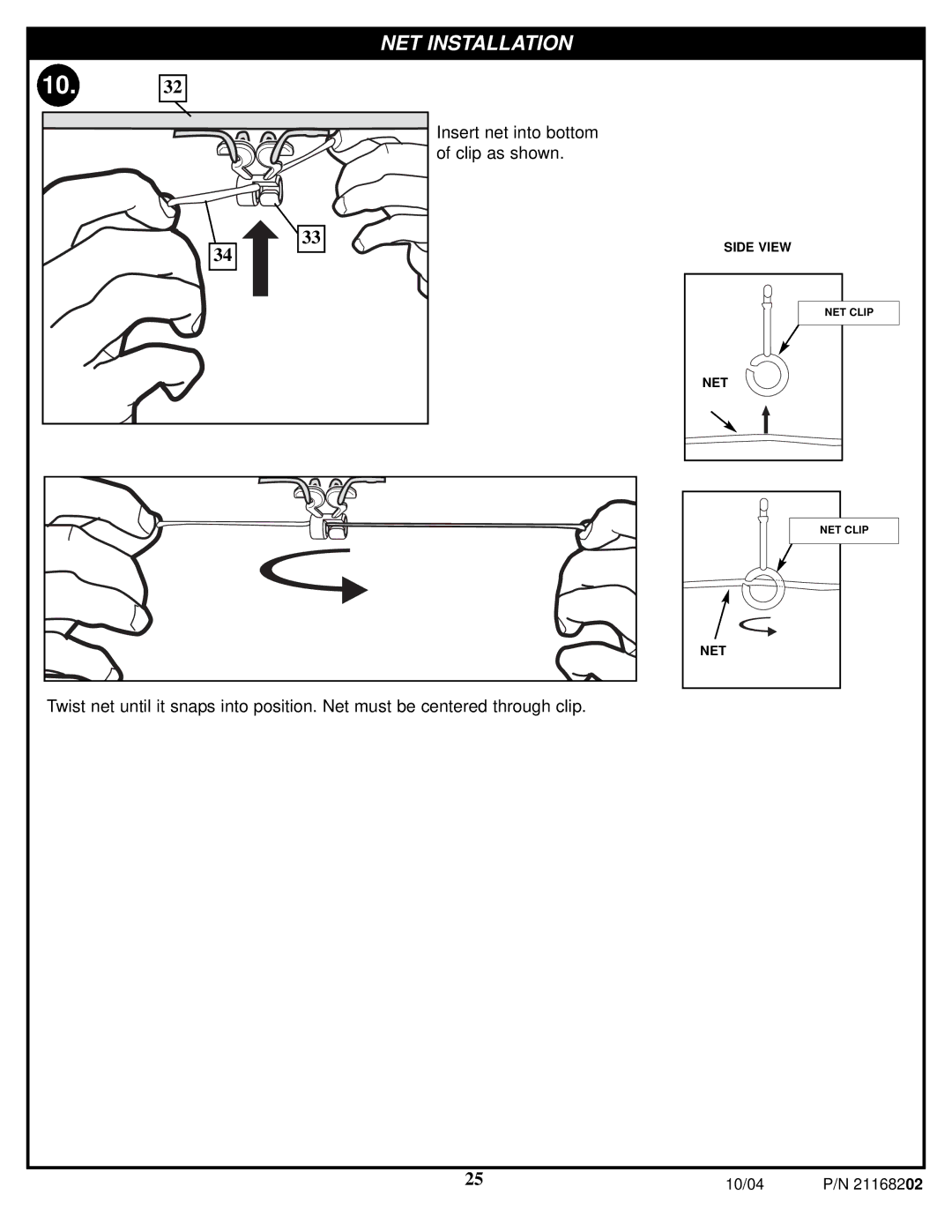 Huffy 21168202 manual NET Installation 