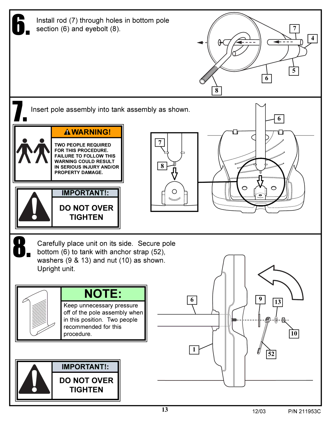 Huffy 211953C manual Do not Over 