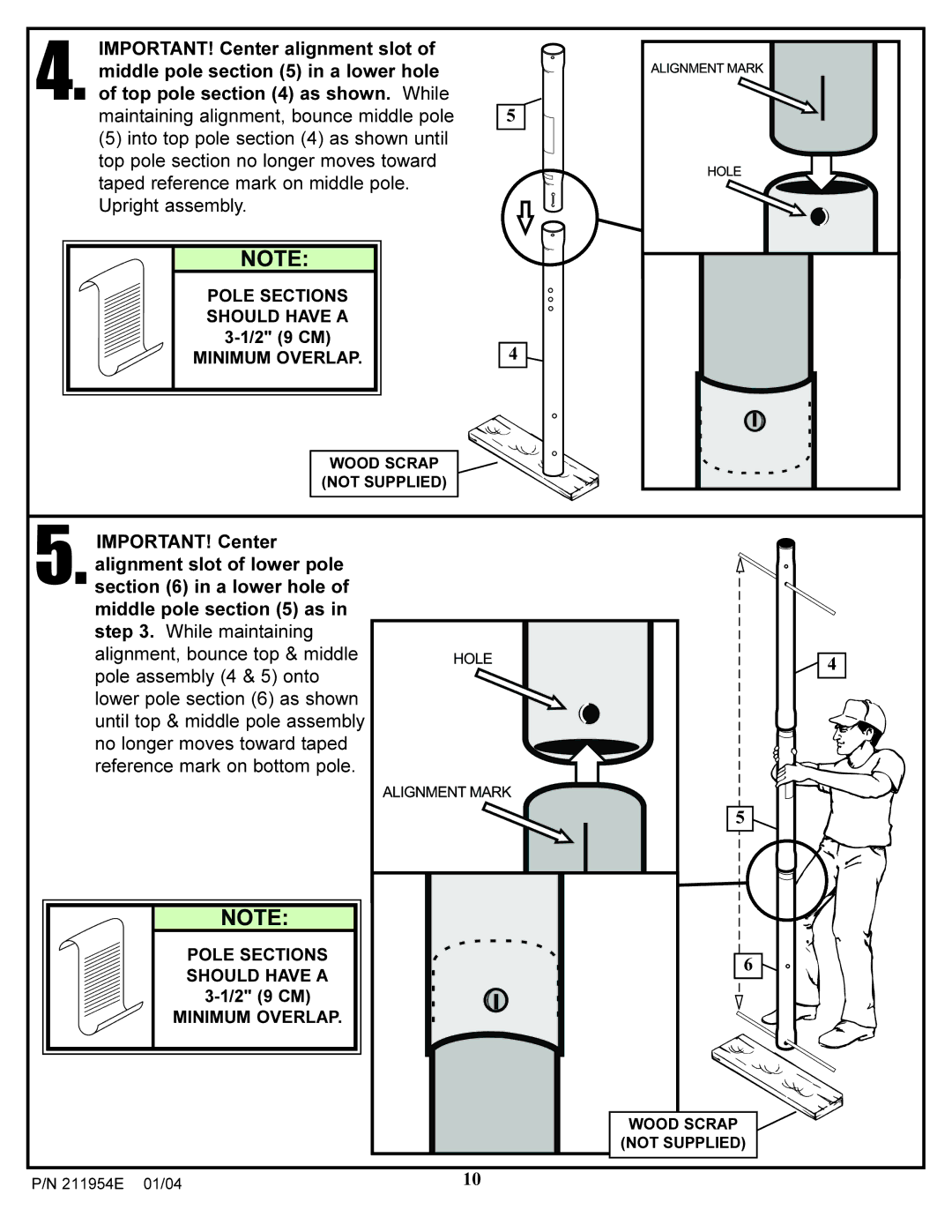 Huffy 211954E manual Pole Sections 