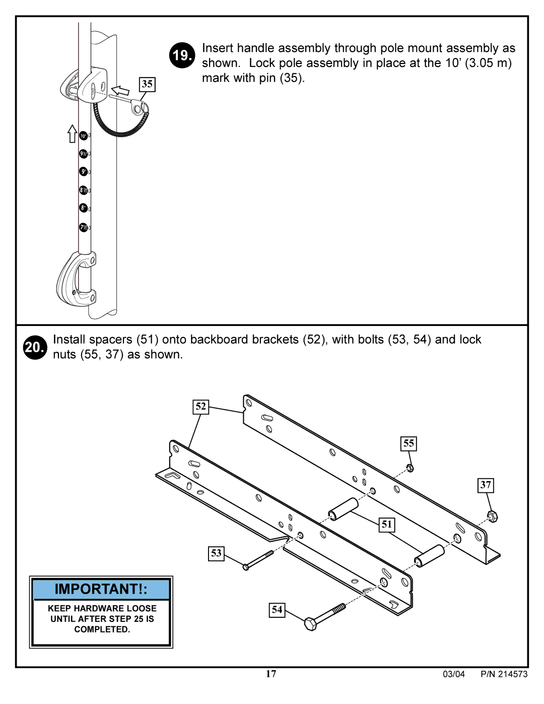 Huffy 2145731 manual Keep Hardware Loose Until After is Completed 