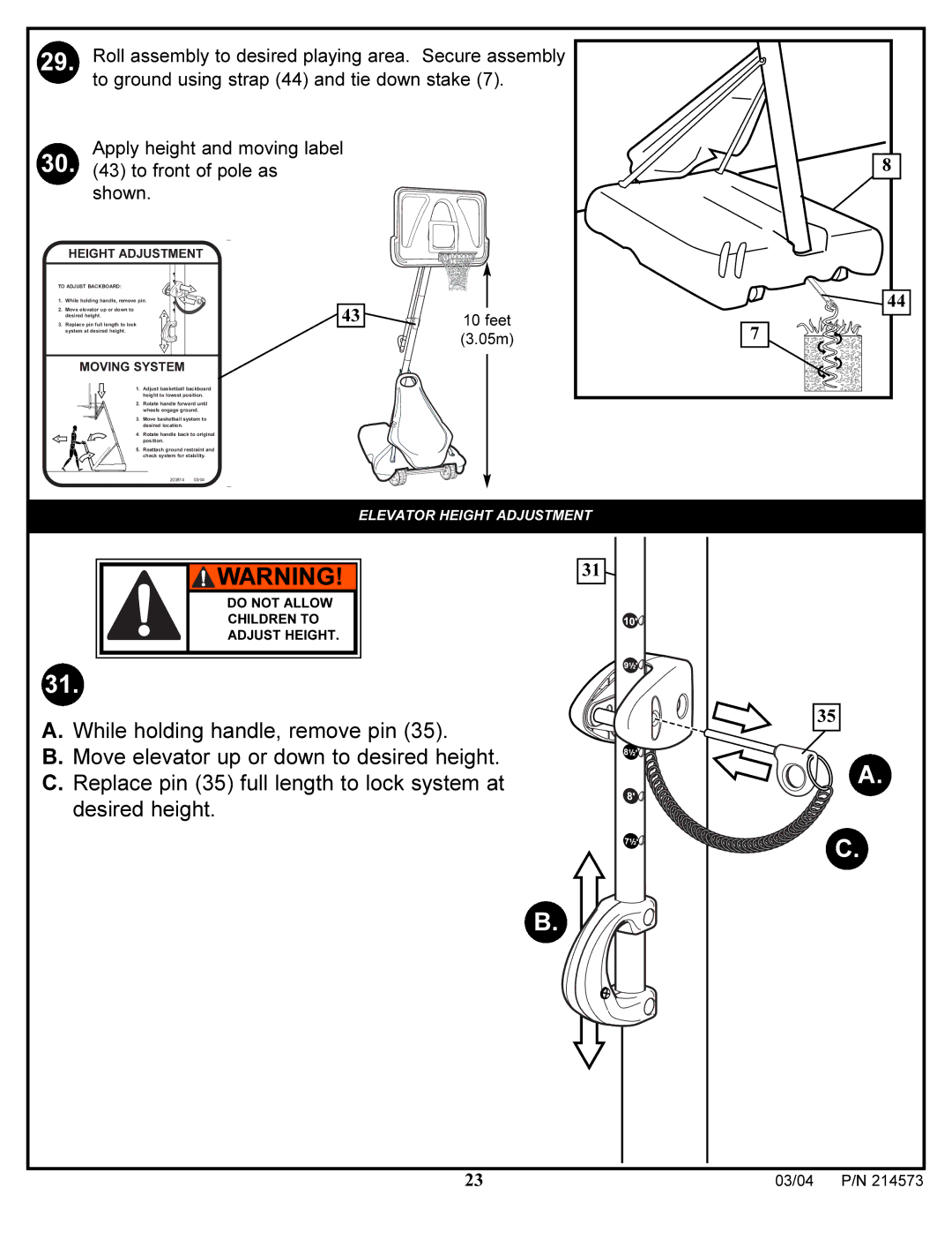 Huffy 2145731 manual Feet 3.05m 