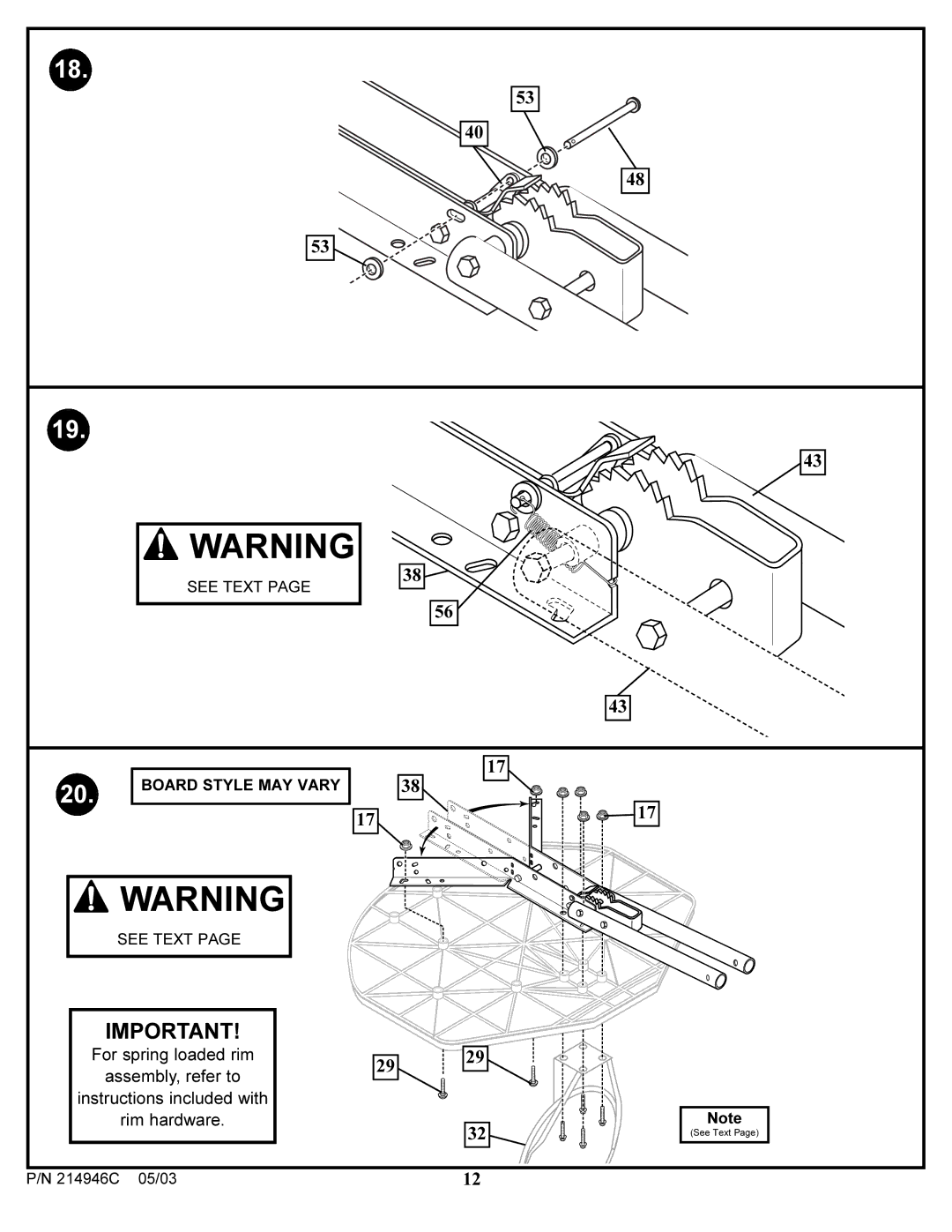 Huffy 214946C manual For spring loaded rim 