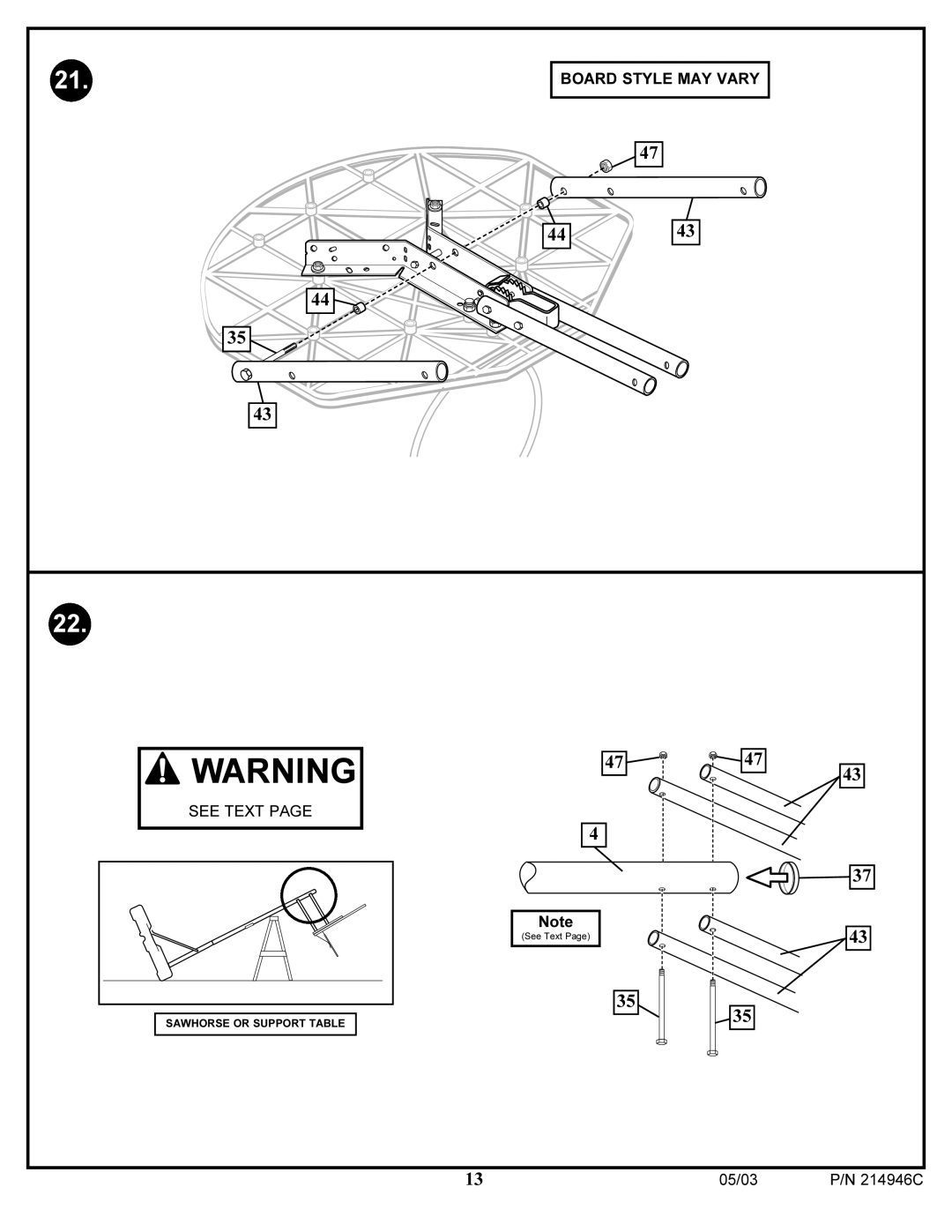 Huffy 214946C manual Board Style MAY Vary See Text 