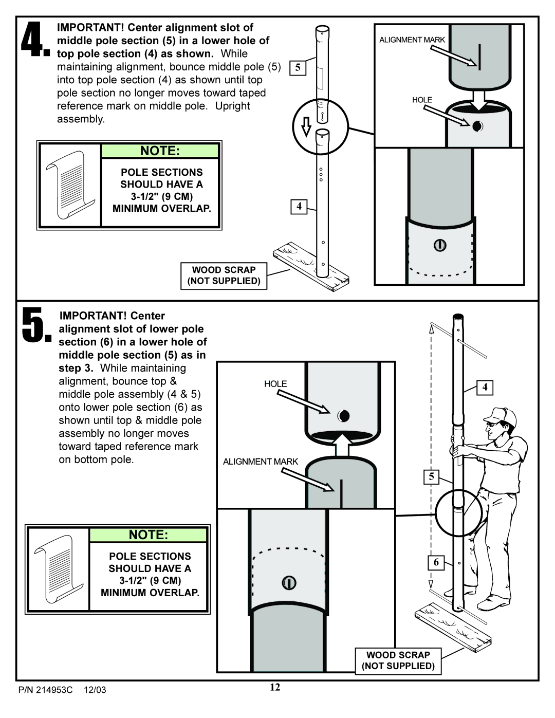 Huffy 214953C manual Pole Sections 