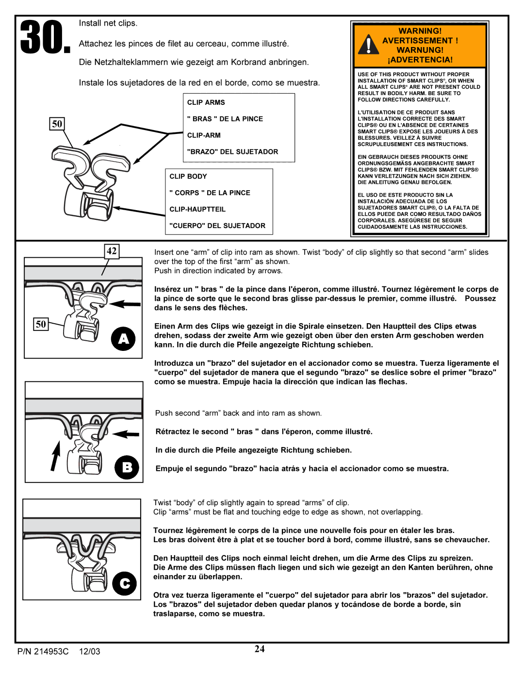 Huffy 214953C manual Avertissement Warnung ¡ADVERTENCIA 