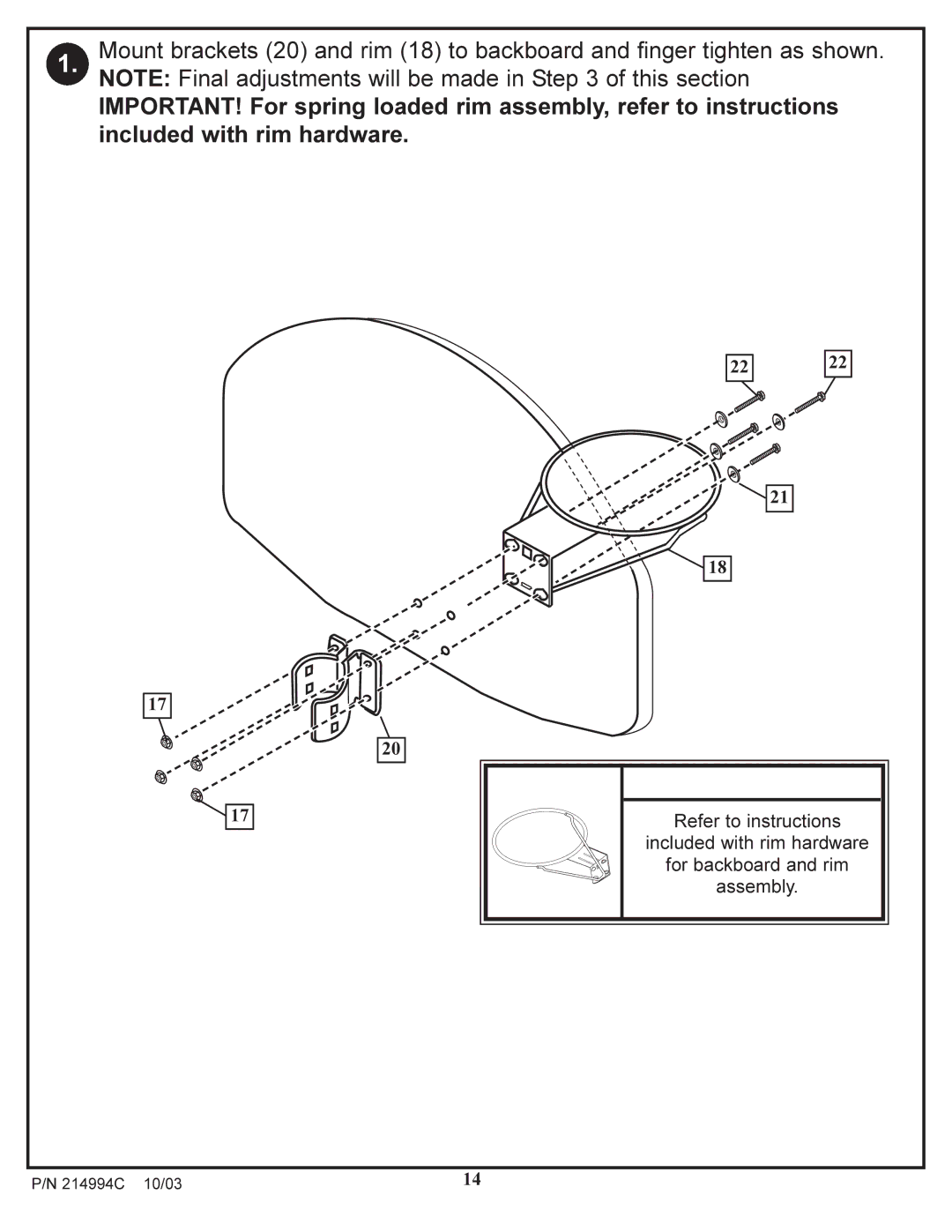 Huffy 214994C manual Refer to instructions 