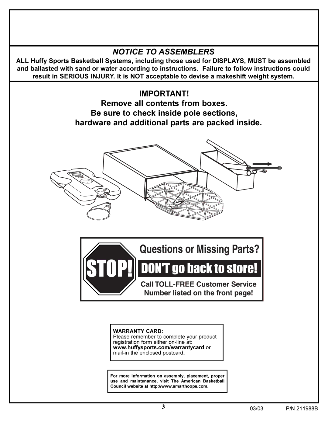 Huffy 4.24C manual Warranty Card 