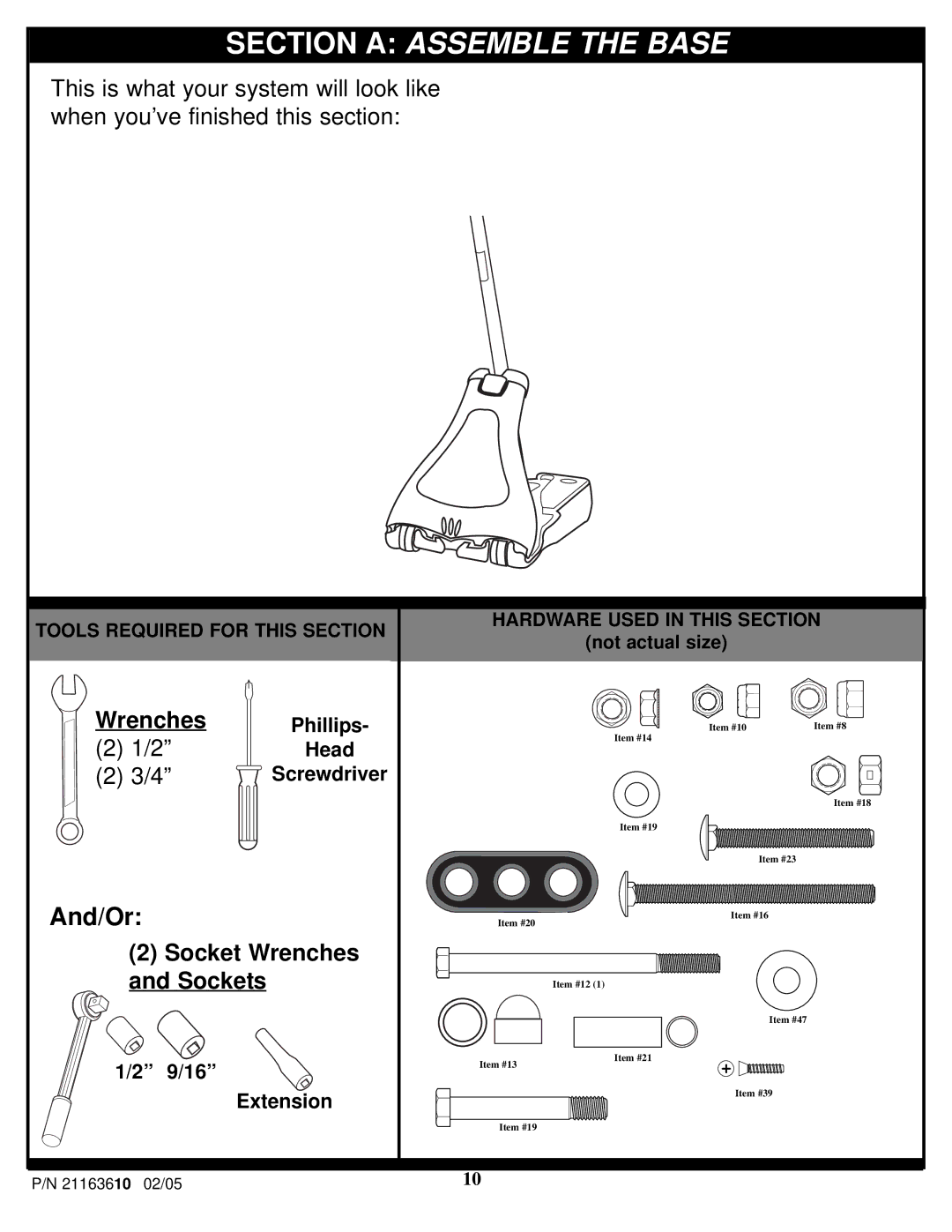 Huffy 600 manual Section a Assemble the Base 