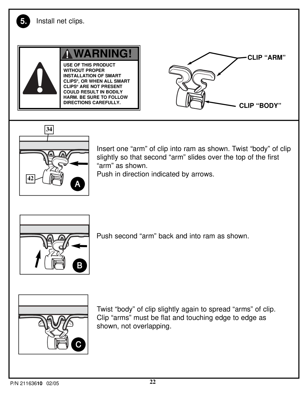 Huffy 600 manual Install net clips 