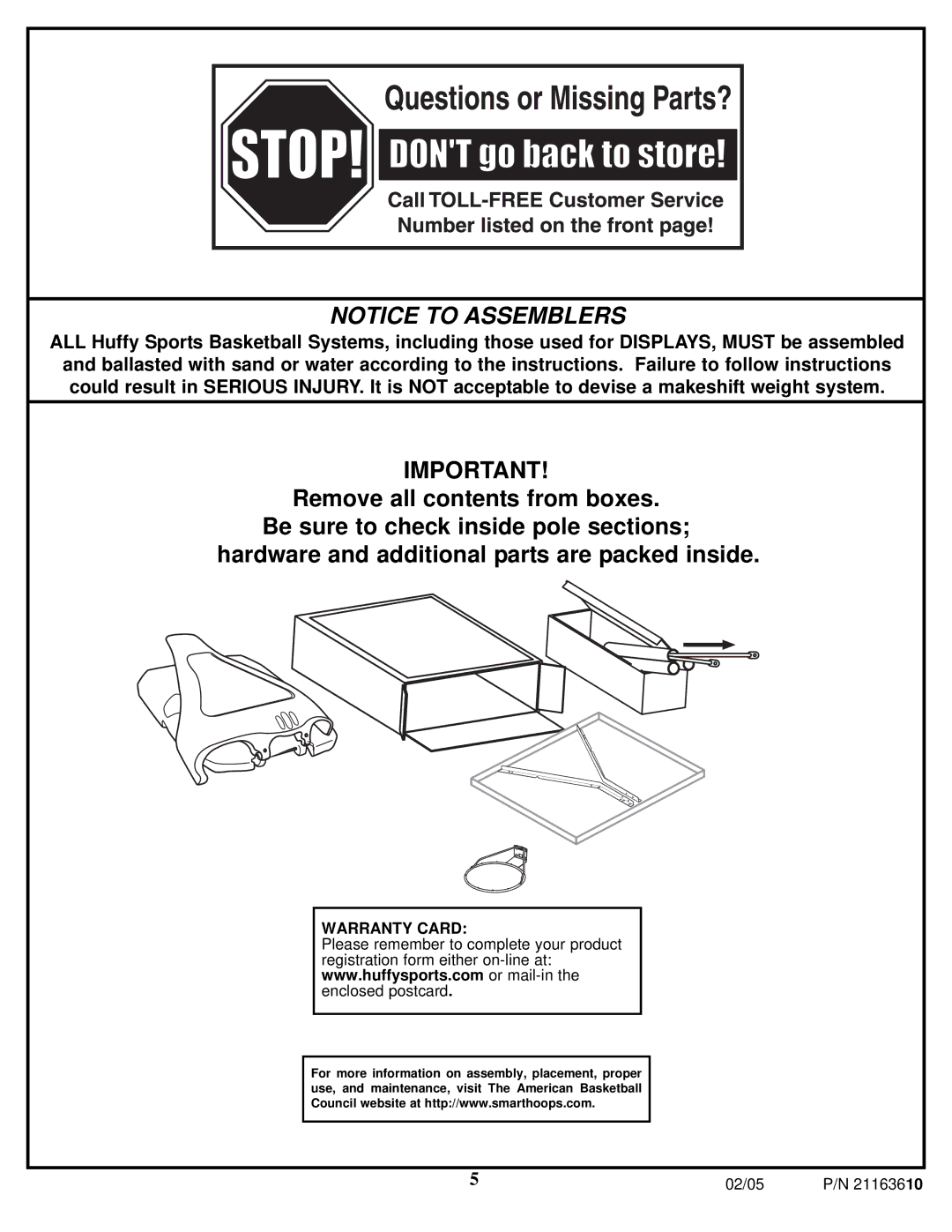 Huffy 600 manual Warranty Card 