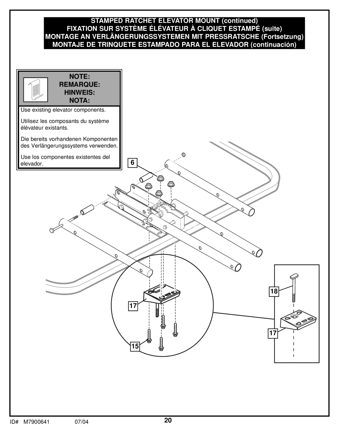 Huffy 7000MXP manual Remarque Hinweis Nota 