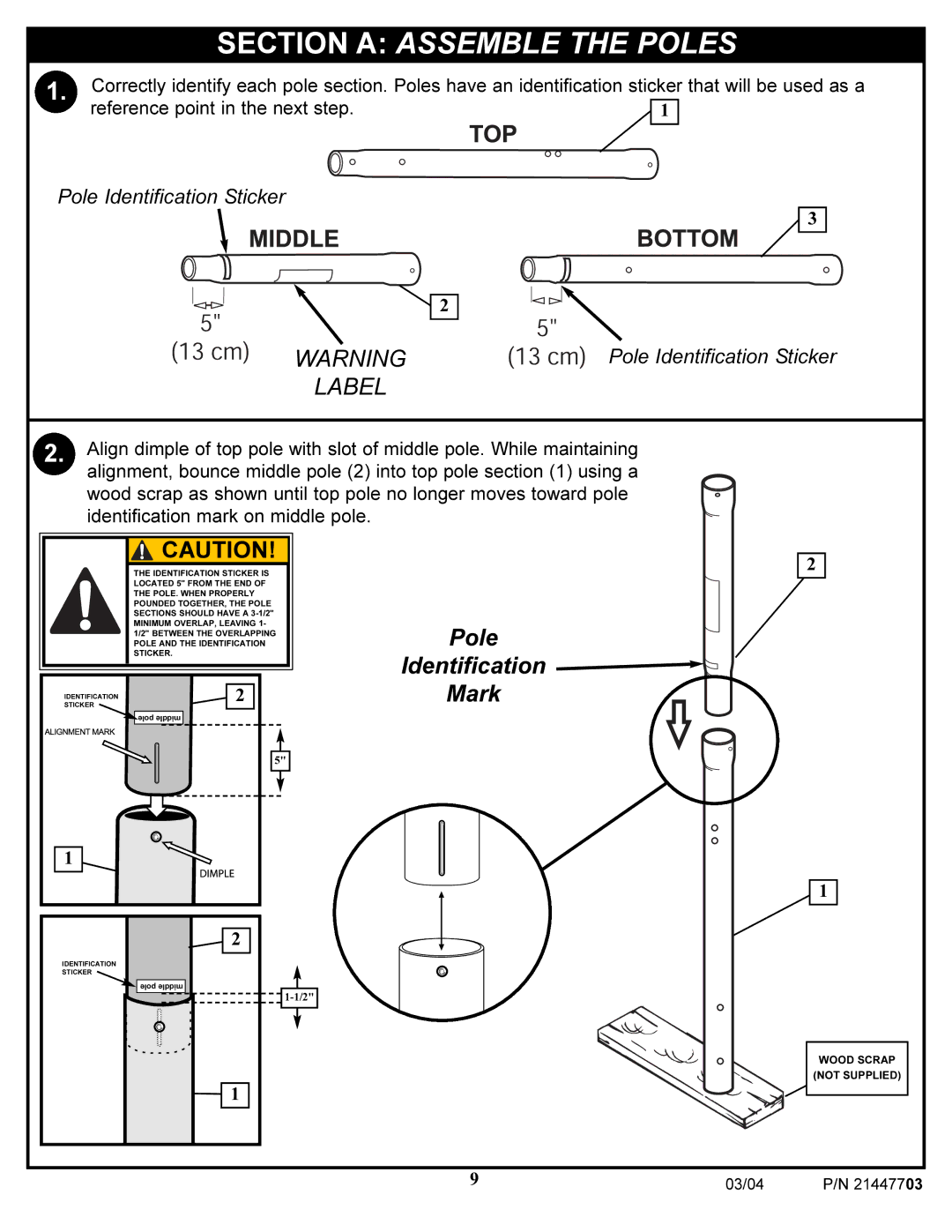 Huffy 7900 manual Section a Assemble the Poles, Label 