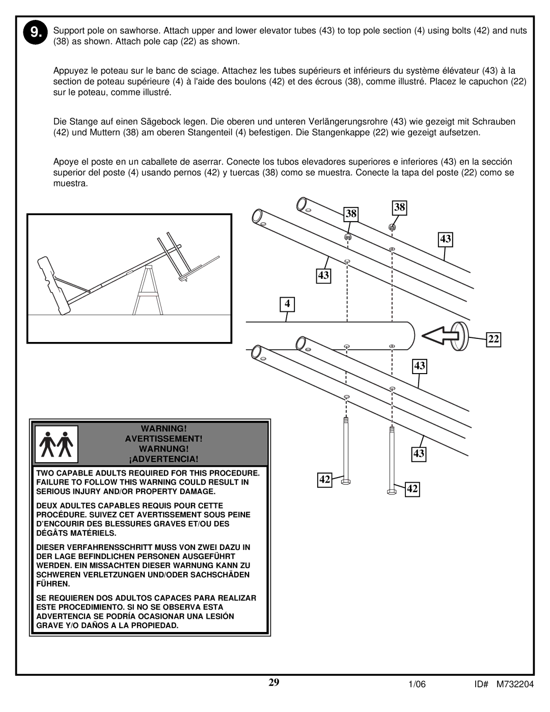 Huffy 8 manual Avertissement Warnung ¡ADVERTENCIA 