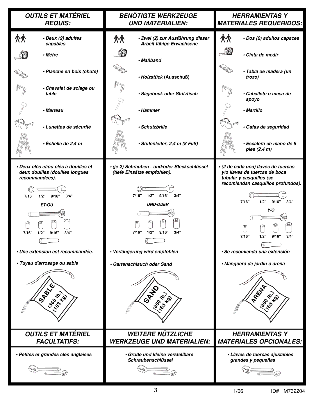 Huffy 8 manual Materiales Requeridos 