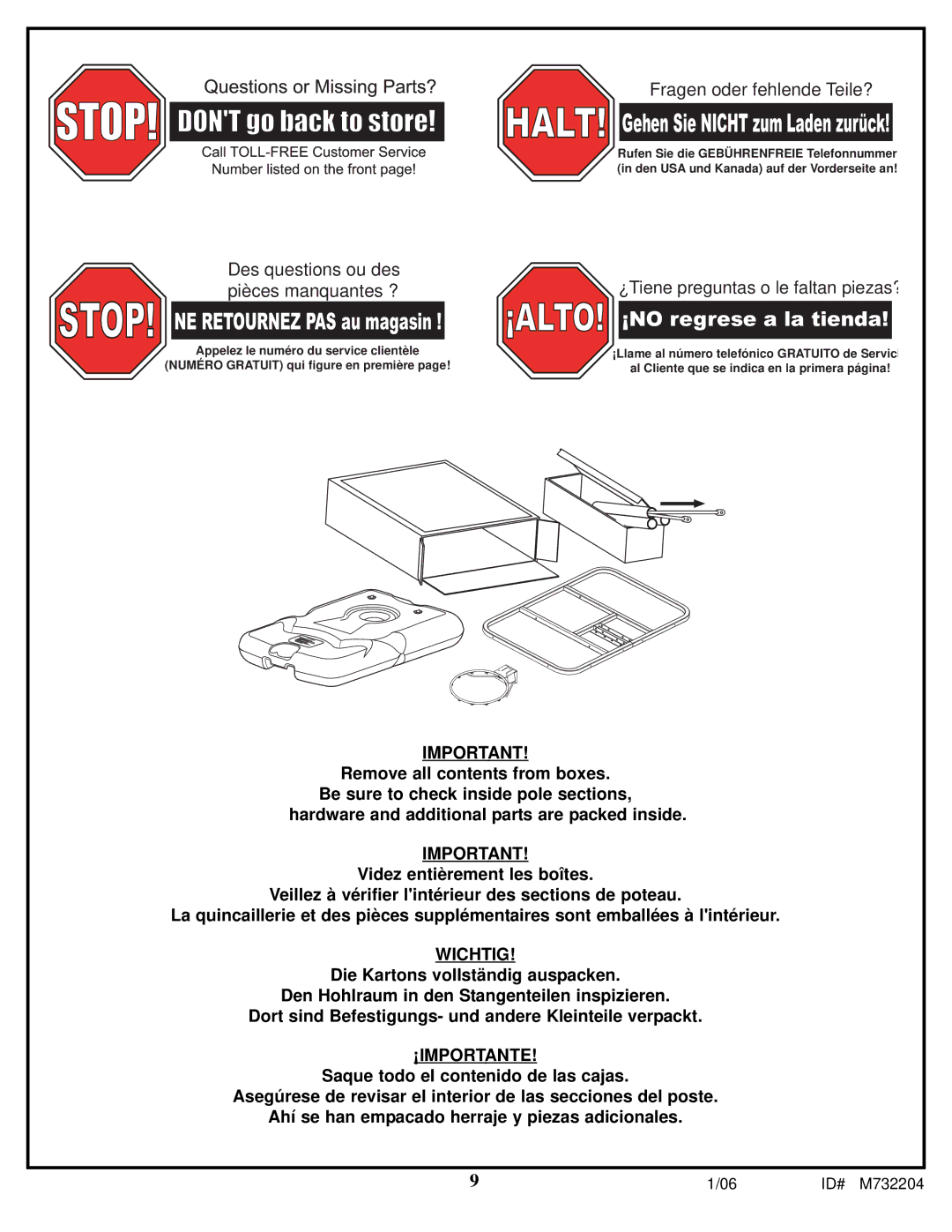 Huffy 8 manual Wichtig, ¡Importante 