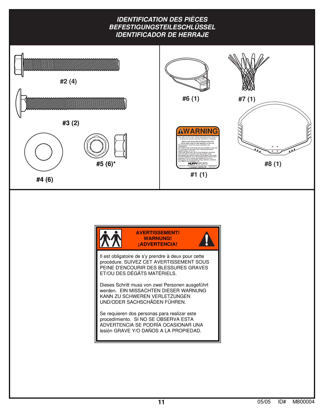 Huffy 8000 manual Avertissement Warnung ¡ADVERTENCIA 