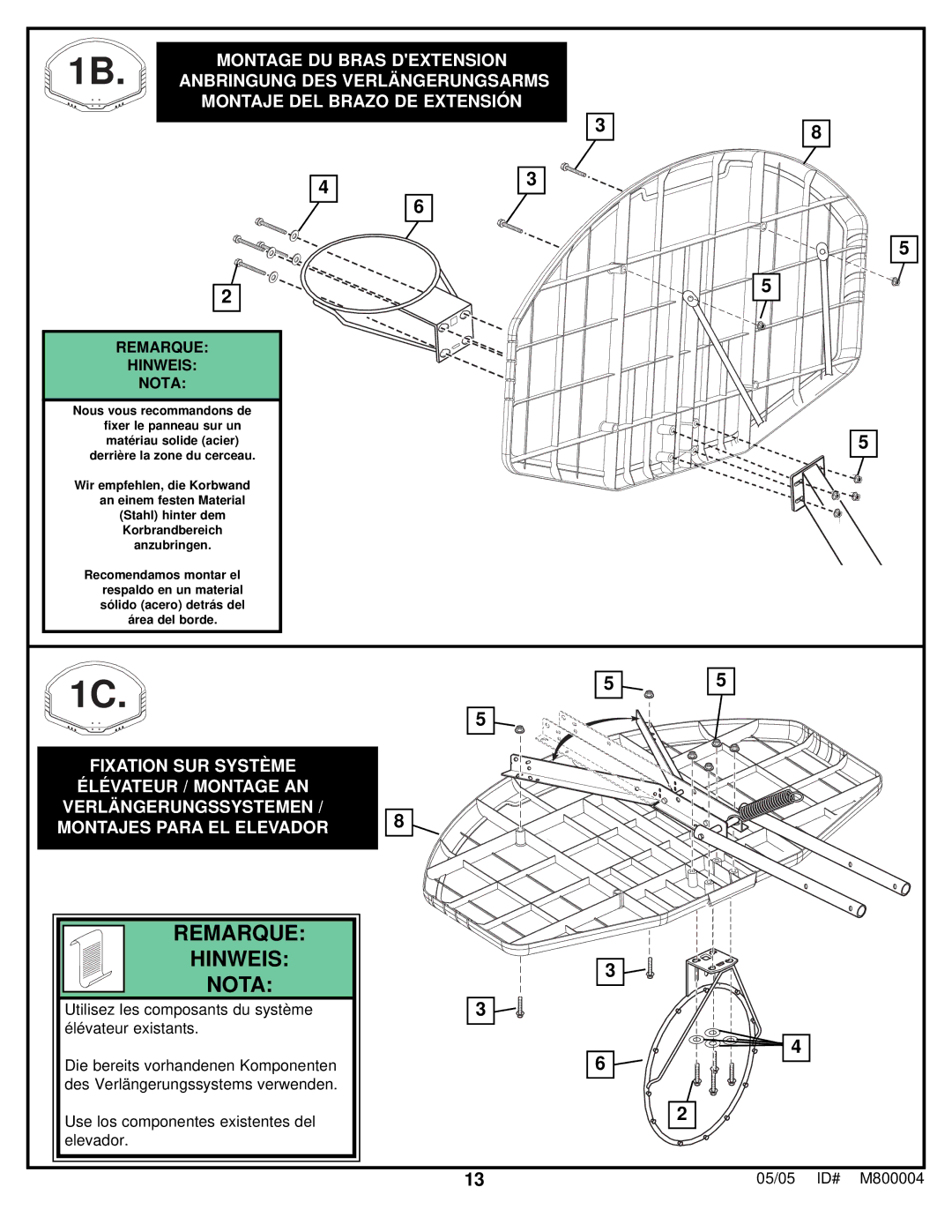 Huffy 8000 manual Remarque Hinweis 