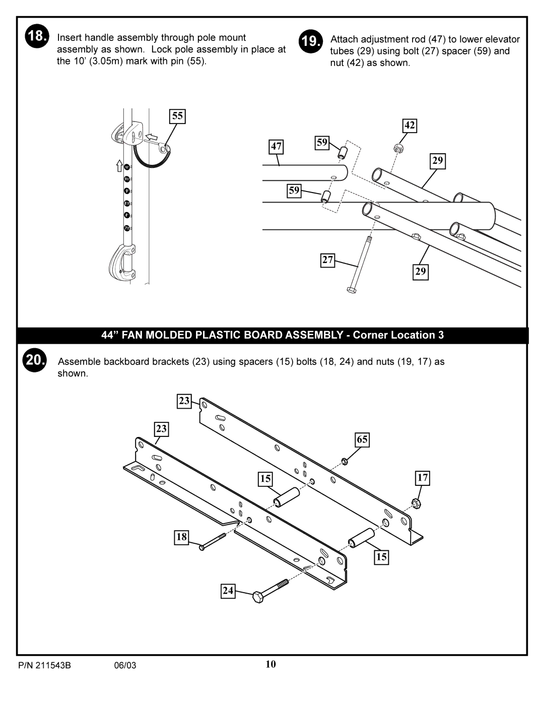 Huffy 89025 manual FAN Molded Plastic Board Assembly Corner Location 