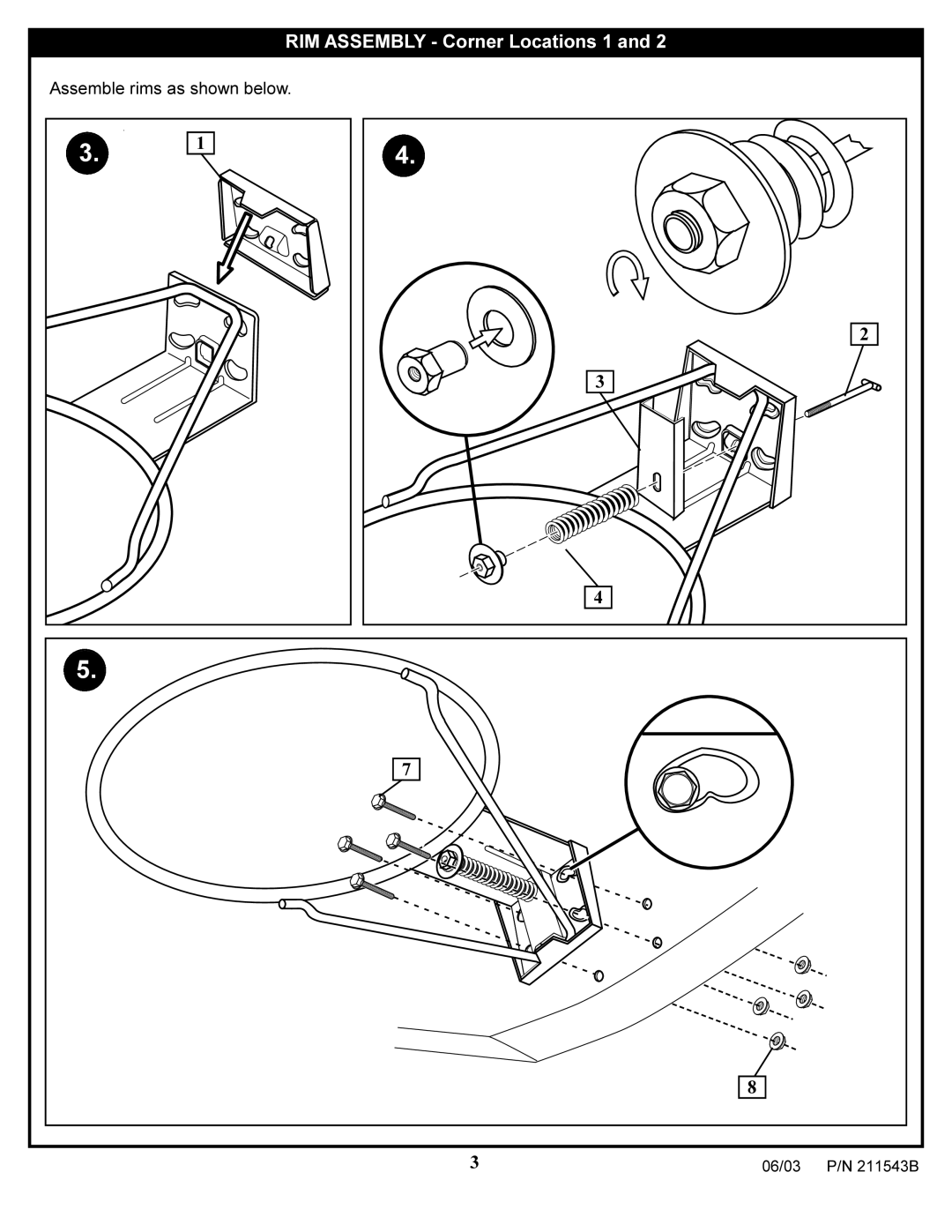 Huffy 89025 manual RIM Assembly Corner Locations 1, Assemble rims as shown below 