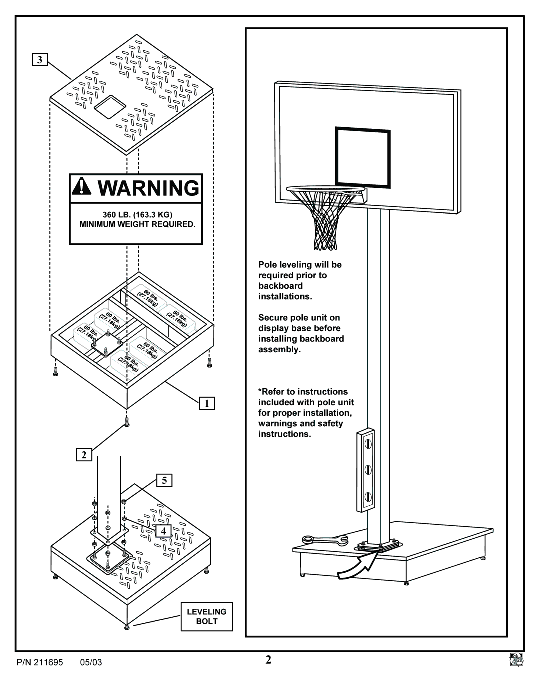 Huffy 89135 manual Pole leveling will be 