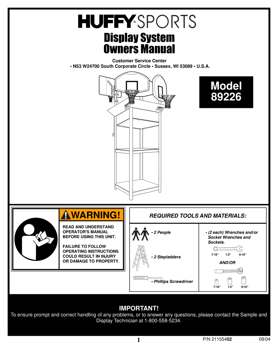 Huffy 89226 manual Display System 