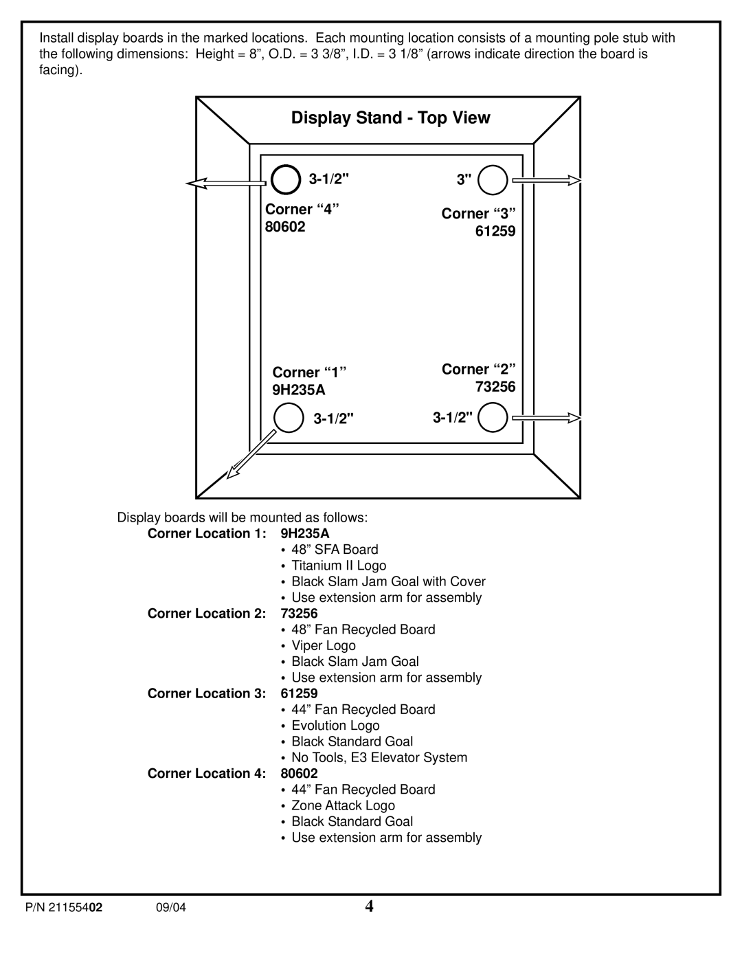 Huffy 89226 manual Display Stand Top View 