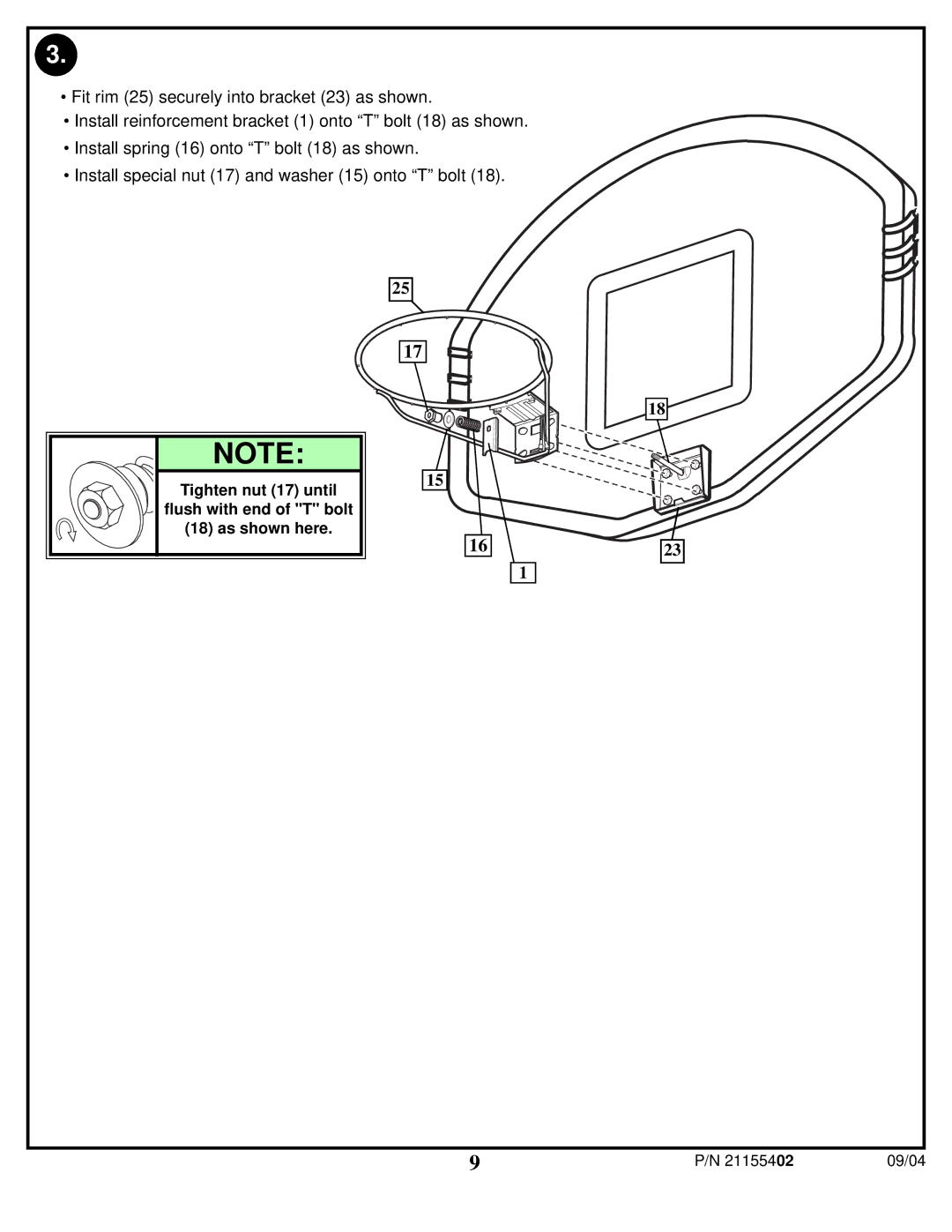 Huffy 89226 manual Tighten nut 17 until 