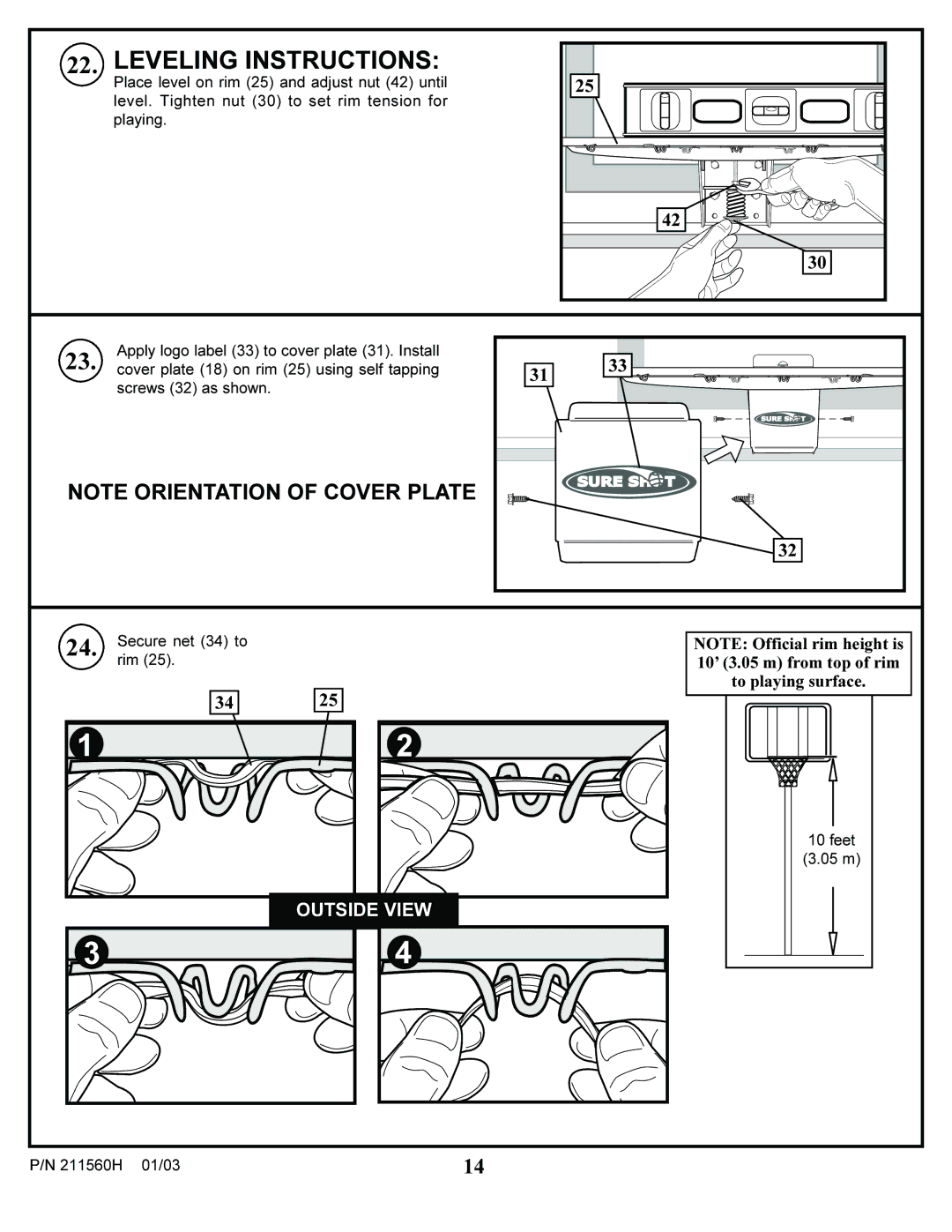 Huffy AC4054, AC4052, AC4064, AC4062 manual Leveling Instructions 