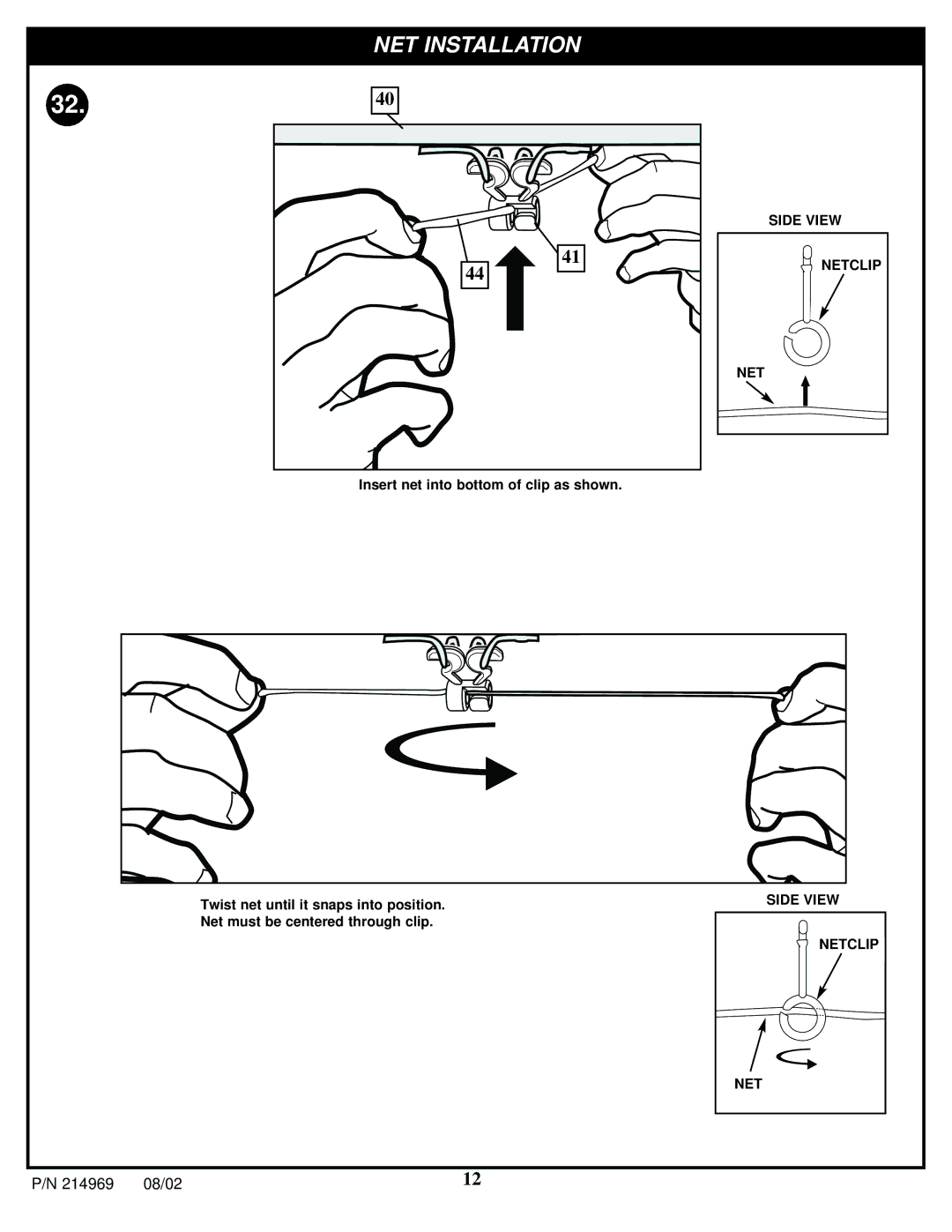 Huffy APSUSB1 manual NET Installation 