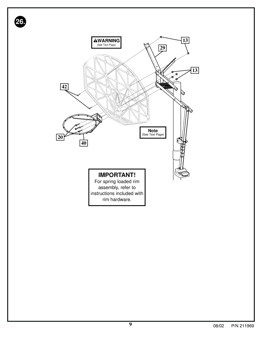 Huffy APSUSB1 manual For spring loaded rim 