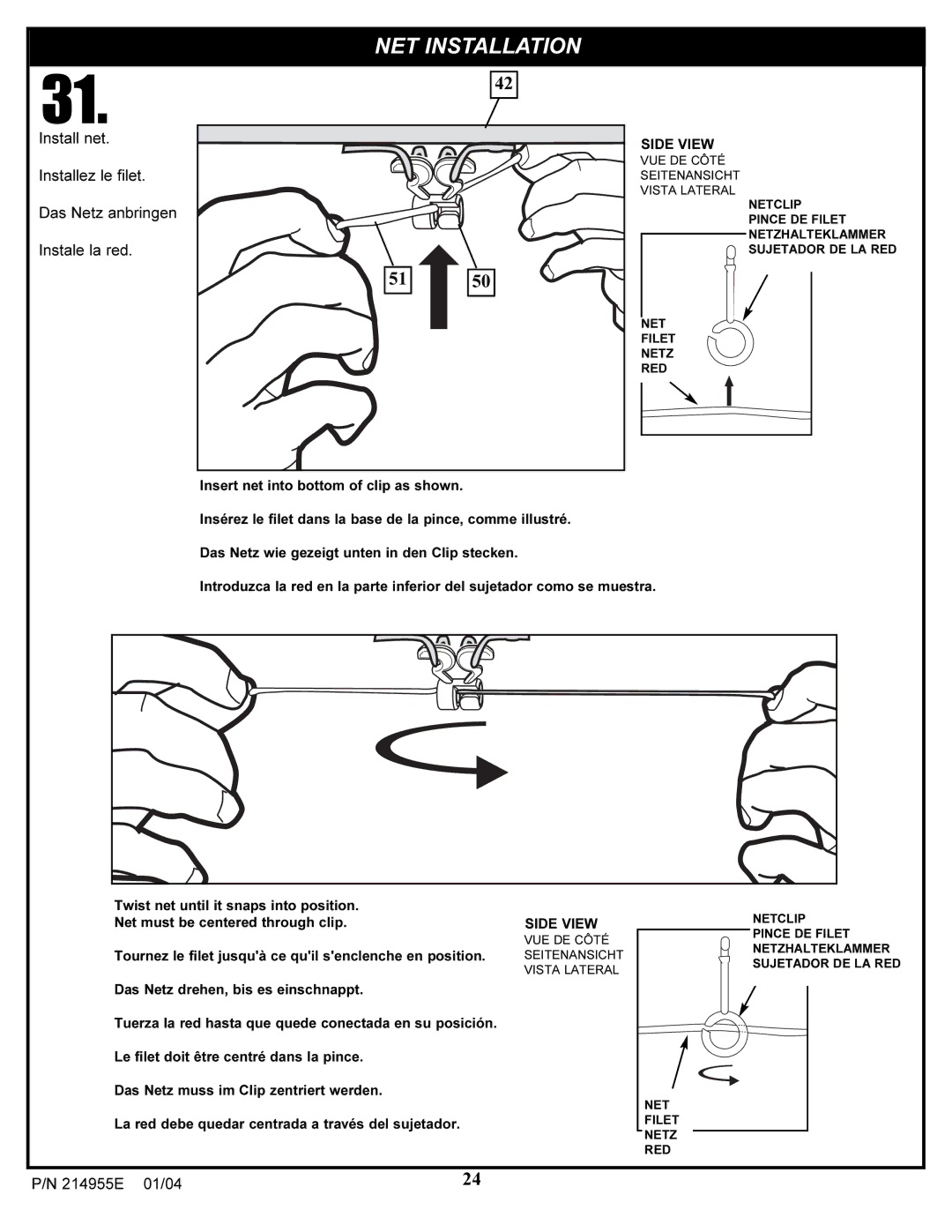 Huffy AR325W manual NET Installation 